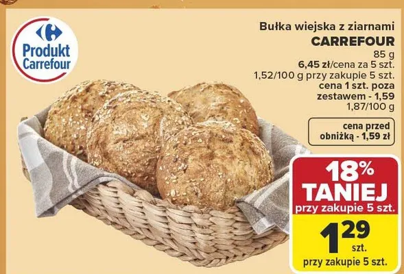 Bułka wiejska z ziarnami Carrefour promocja w Carrefour Market
