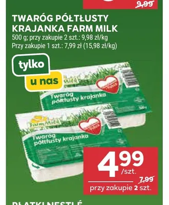 Twaróg półtłusty Krajanka Farm Milk promocja w Stokrotka