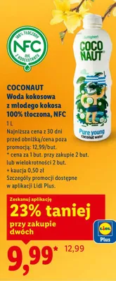 Woda kokosowa z młodego kokosa 100% tłoczona, NFC promocja w Lidl