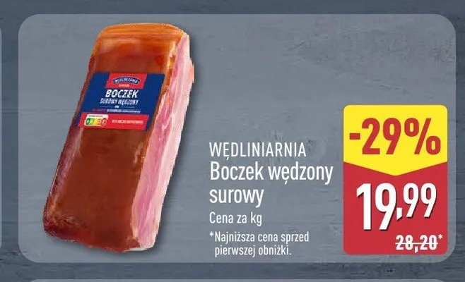 Boczek wędzony surowy Wędliniarnia promocja w Aldi