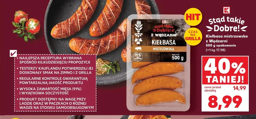 Kiełbasa mistrzowska Stąd takie Dobre! z Wędzarni promocja w Kaufland