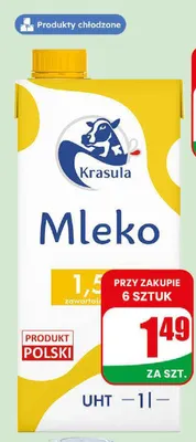 Mleko UHT Krasula 1,5% promocja w Dino