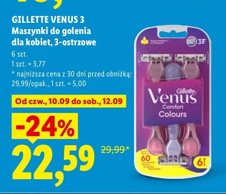 Maszynki do golenia dla kobiet 3-ostrzowe Gillette Venus 3 promocja w Lidl