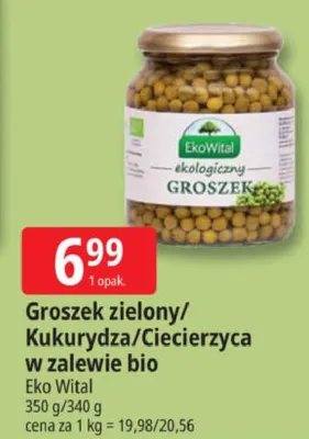 Groszek zielony/Kukurydza/Ciecierzyca w zalewie bio promocja w Leclerc