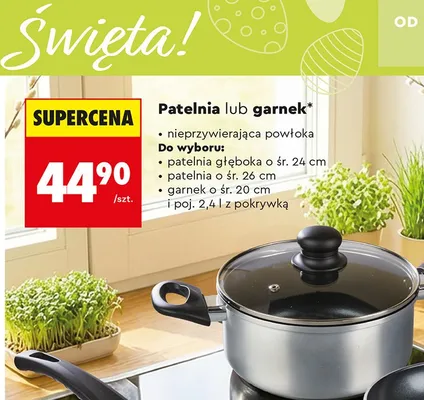 Garnek ø 20 cm i poj. 2,4 l z pokrywką promocja w Biedronka