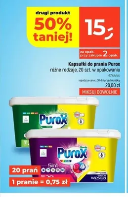 Kapsułki do prania Purox Universal promocja w Dealz
