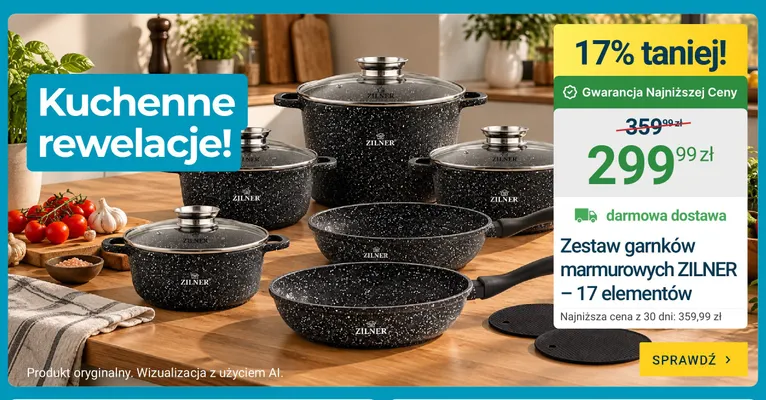 Zestaw garnków marmurowych Zilner 17 elementów promocja w ERLI