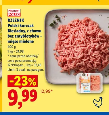Polski kurczak Biesiadny z chowu bez antybiotyków - mięso mielone Rzeźnik promocja w Lidl