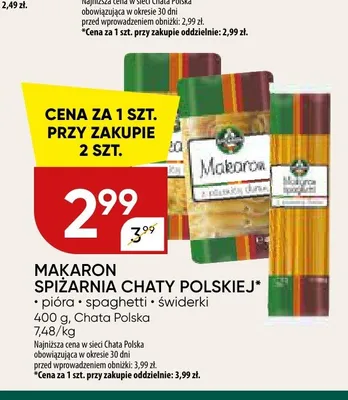 Makaron Spiżarnia Chaty Polskiej świderki promocja w Chata Polska