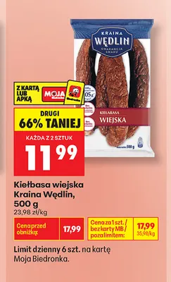 Kiełbasa wiejska Kraina Wędlin promocja w Biedronka