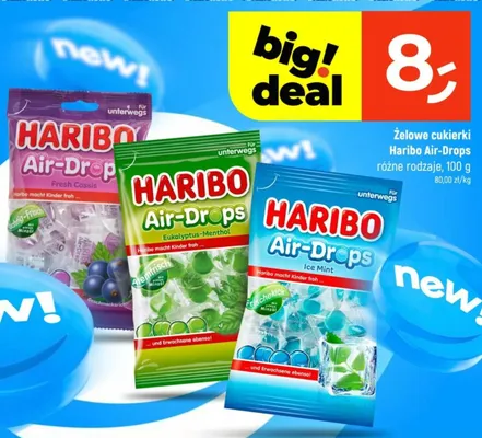 Żelowe cukierki Haribo Air-Drops Eukalyptus-Menthol promocja w Dealz