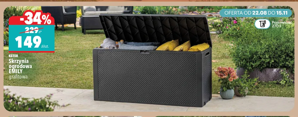 Skrzynia ogrodowa hollywood 270 l grafitowa Keter promocja w Biedronka Home