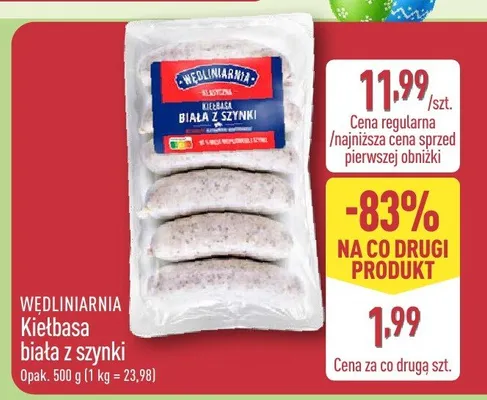 Kiełbasa biała z szynki promocja w Aldi