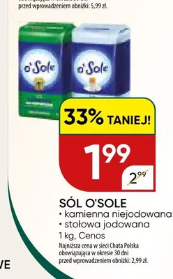 Sól stołowa jodowana O'Sole promocja w Chata Polska