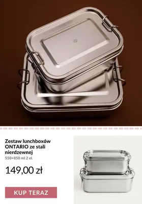 Zestaw lunchboxów ze stali nierdzewnej Ontario 550+850 ml 2 elementy promocja w BACK TO SCHOOL