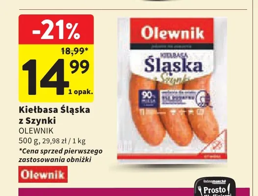 Kiełbasa śląska z szynki Olewnik promocja w Intermarche