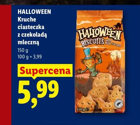 Kruche ciasteczka z czekoladą mleczną Halloween promocja w Lidl
