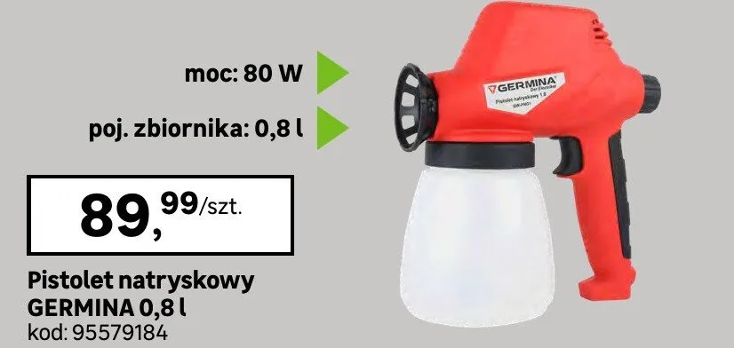 Pistolet natryskowy 0,8l moc: 80W, poj. zbiornika: 0,8l promocja w Leroy Merlin