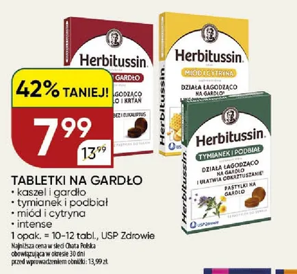 Tabletki na gardło miód i cytryna Herbitussin promocja w Chata Polska