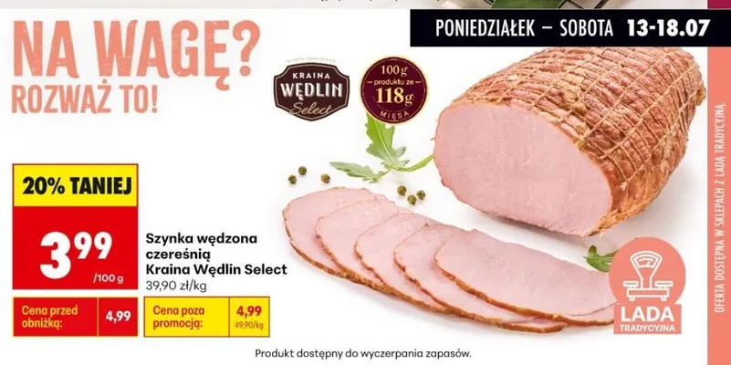 Szynka wędzona czereśnią Kraina Wędlin Select promocja w Biedronka