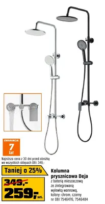 Kolumna prysznicowa Deja z baterią mieszaczową ze zintegrowaną wylewką wannową kolor chrom nr OBI 7546476 promocja w OBI