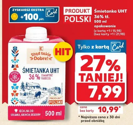 Śmietanka UHT 36% tł. promocja w Kaufland