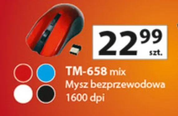 Mysz bezprzewodowa 1600 dpi TM-658 mix promocja w Auchan