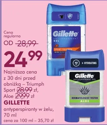 Antyperspiranty w żelu GILLETTE Triumph Sport, Aloe antyperspiranty w żelu promocja w Makro