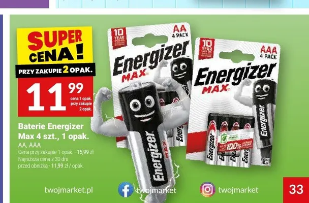 Baterie Energizer Max AAA 4-pak promocja w Twój Market