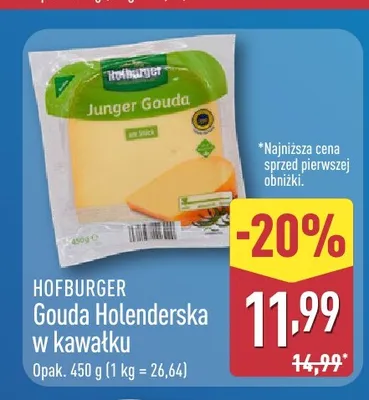 Gouda Holenderska w kawałku Hofburger promocja w Aldi