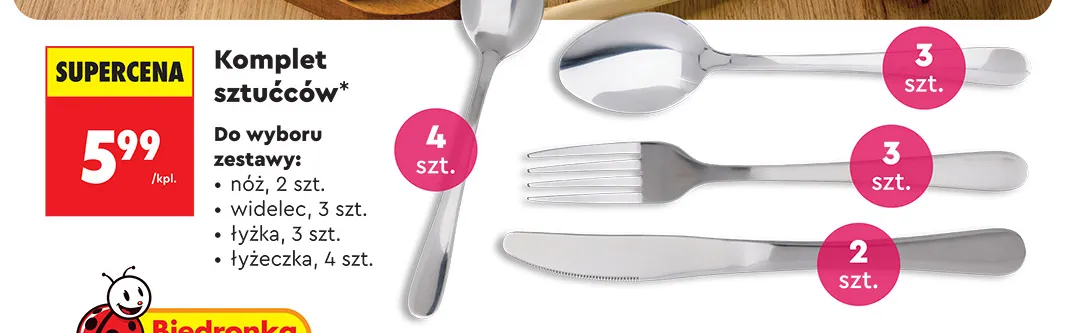 Komplet sztućców nóż 2 szt. promocja w Biedronka