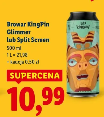 Piwo kraftowe Browar KingPin Glimmer lub Split Screen promocja w Lidl