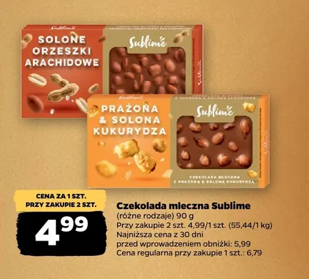 Czekolada mleczna Sublime Solone Orzeszki Arachidowe promocja w Netto