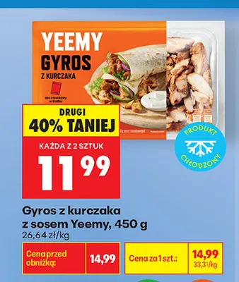 Gyros z kurczaka z sosem Yeemy promocja w Biedronka