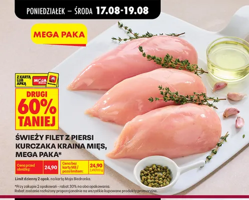 Świeży filet z piersi kurczaka Kraina Mięs promocja w Biedronka