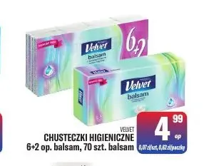 Chusteczki higieniczne balsam 8-pak Velvet promocja w Tomi Markt