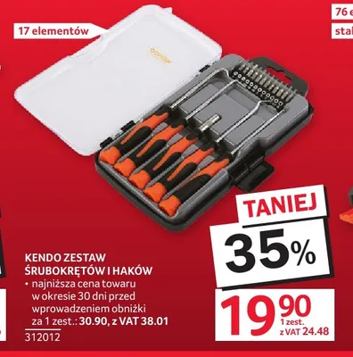 Zestaw śrubokrętów i haków Kendo 17 elementów promocja w Selgros