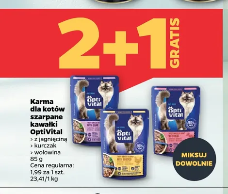 Karma dla kotów szarpane kawałki OptiVital wołowina promocja w Netto