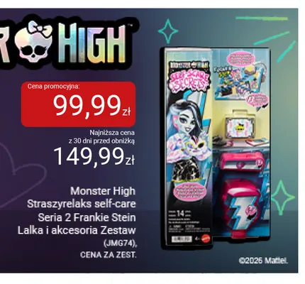 Monster High Straszyrelaks self-care seria 2 Frankie Stein lalka i akcesoria zestaw promocja w Smyk