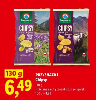 Chipsy Przysnacki śmietana z nutą czosnku promocja w Lidl