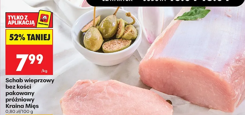 Schab wieprzowy bez kości pakowany bróżniowy promocja w Biedronka
