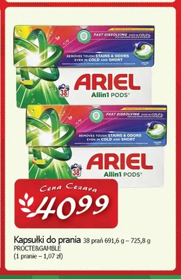 Kapsułki do prania Ariel Allin1 Pods promocja w CEZAR Delikatesy
