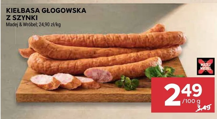 Kiełbasa głogowska z szynki Madej & Wróbel promocja w Stokrotka