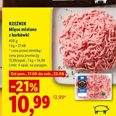 Mięso mielone z karkówki Rzeźnik promocja w Lidl