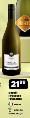 Wino musujące Borelli Prosecco Frizzante półsłodkie włoskie promocja w Netto