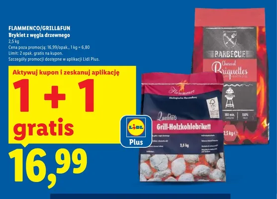 Brykiet z węgla drzewnego Grill&Fun promocja w Lidl