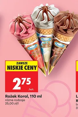 Lody w rożku różne rodzaje promocja w Biedronka