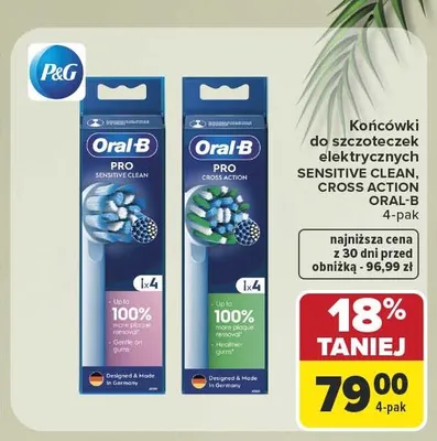 Końcówki do szczoteczek elektrycznych Oral-B Sensitive Clean 4-pak promocja w Carrefour Market