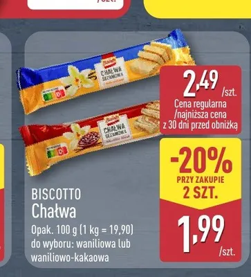 Chałwa Biscotto waniliowa promocja w Aldi