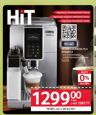 Ekspres do kawy DeLonghi ECAM350,75.S Dinamica promocja w Selgros